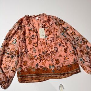 Joie floral chiffon long sleeve top small